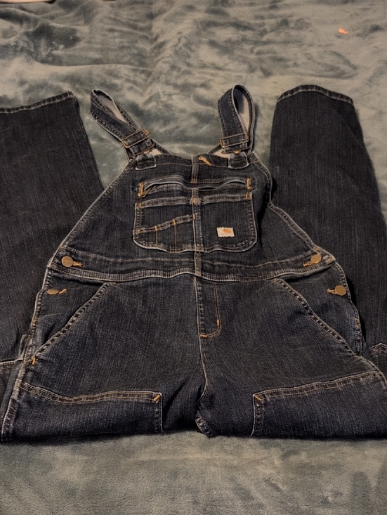 Carhartt Denim - Carhartt Dark Blue Denim Overalls with Yellow Stitching